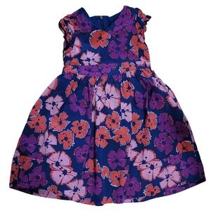 Little Marc Jacobs Dress Navy Floral Girls 4 Silk Ruffle Cap Sleeve Flower Girl